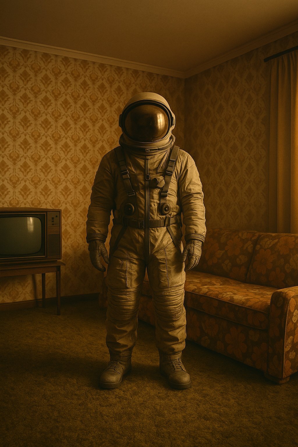 Astronaut in Retro Living Room (without Frame)