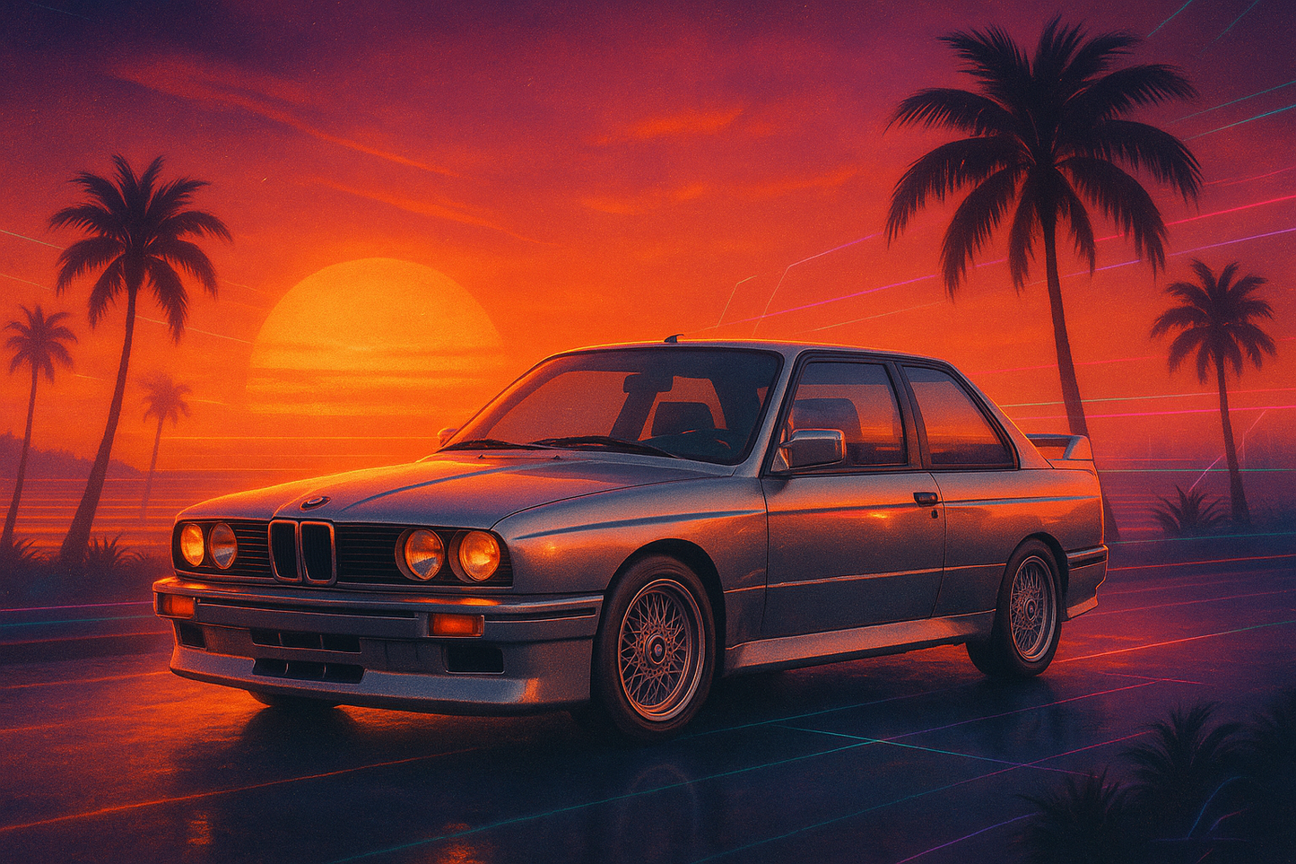 BMW M3 E30 - Sunset Palms (without Frame)